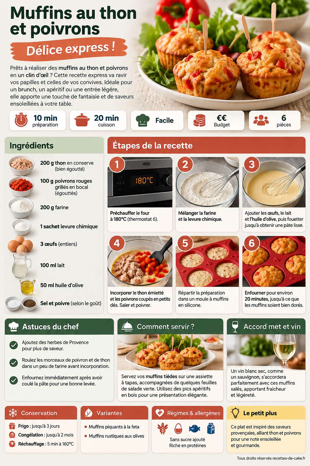 Fiche recette Muffins au thon et poivrons : délice express ! Fiche recette Muffins au thon et poivrons : délice express !