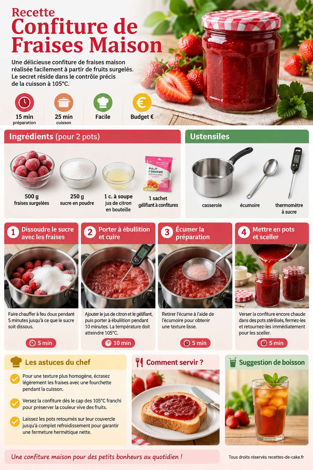Fiche recette Recette Confiture de Fraises Maison Fiche recette Recette Confiture de Fraises Maison