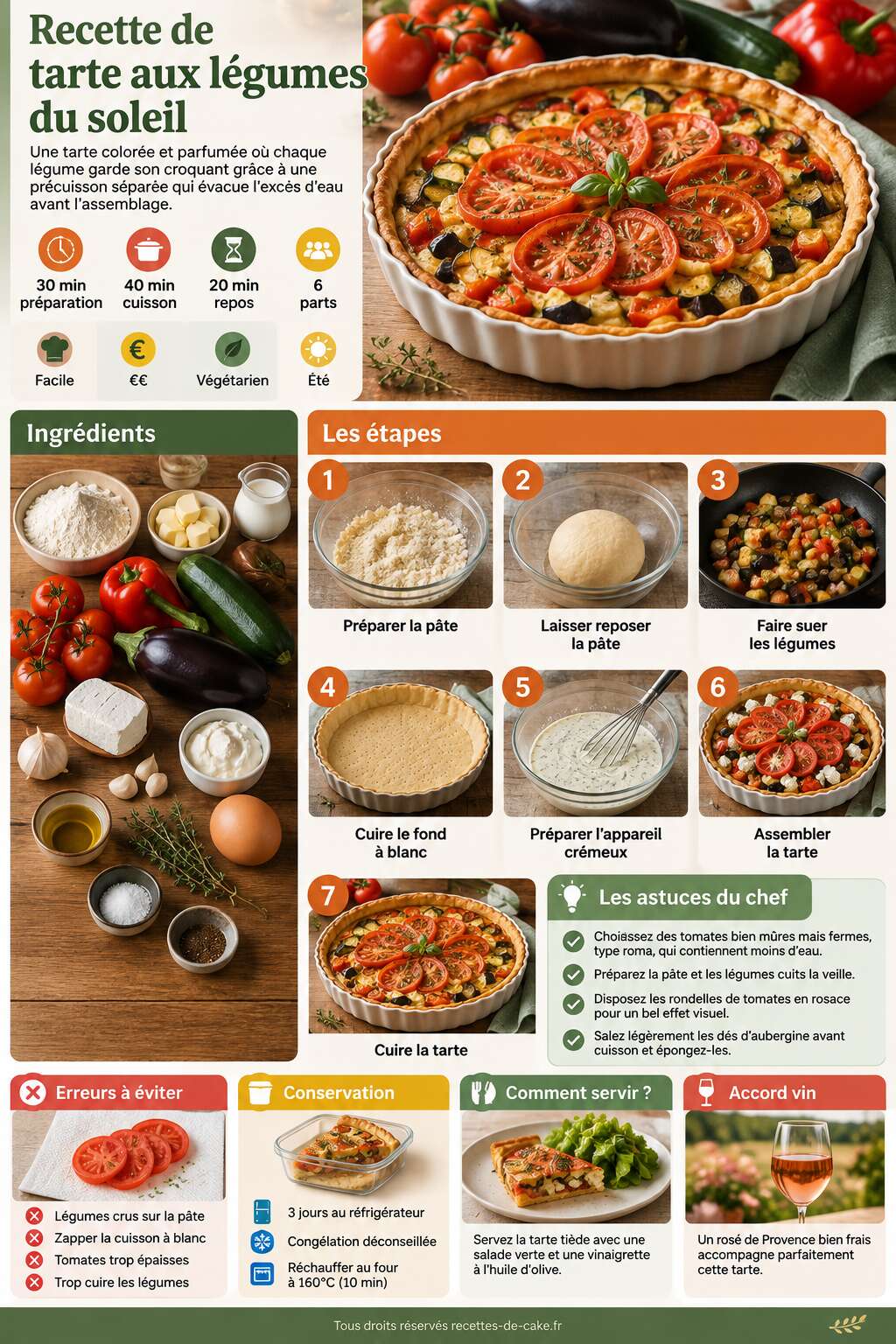 Fiche recette Recette de tarte aux légumes du soleil Fiche recette Recette de tarte aux légumes du soleil