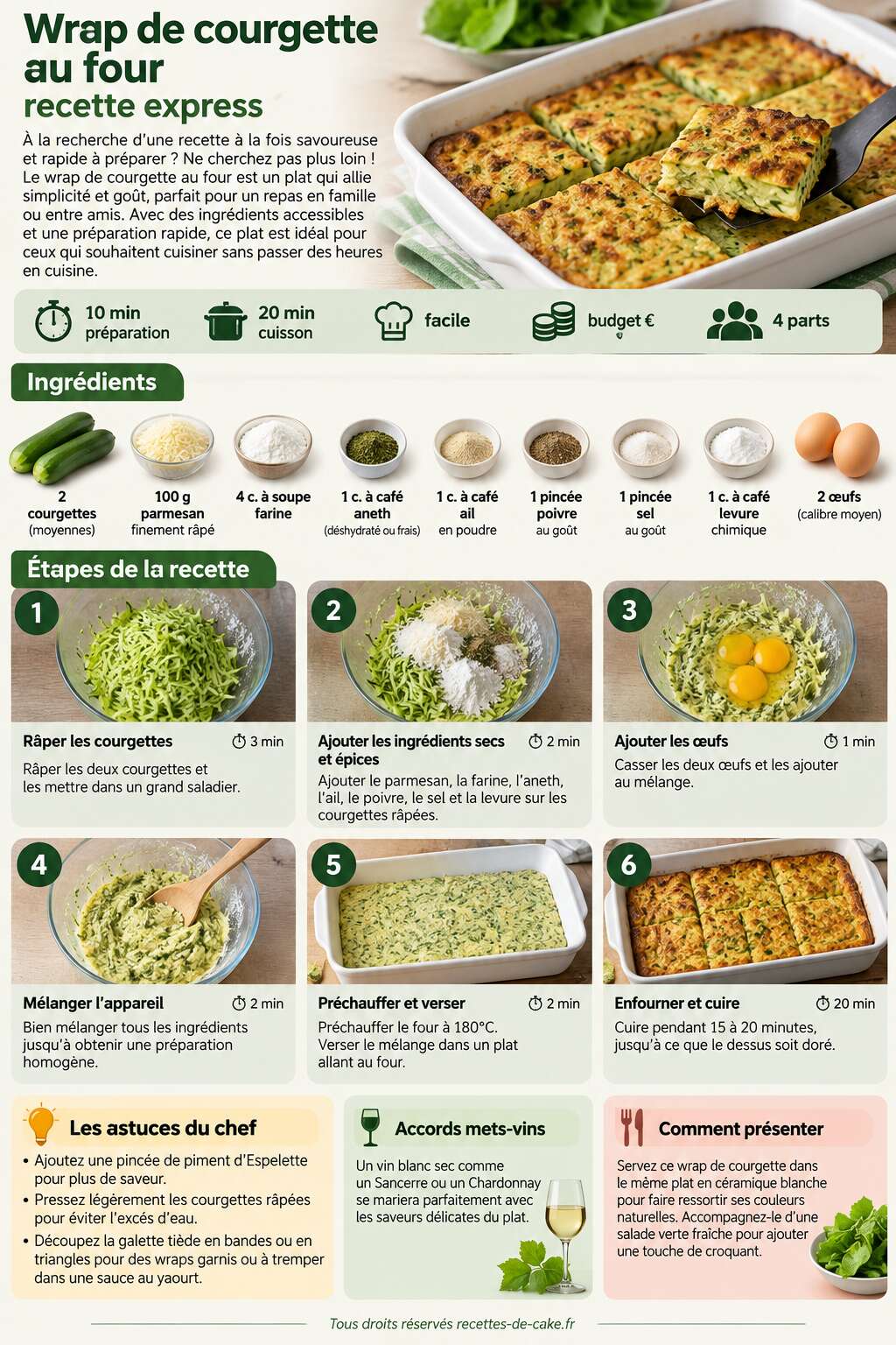 Fiche recette Wrap de courgette au four : recette express