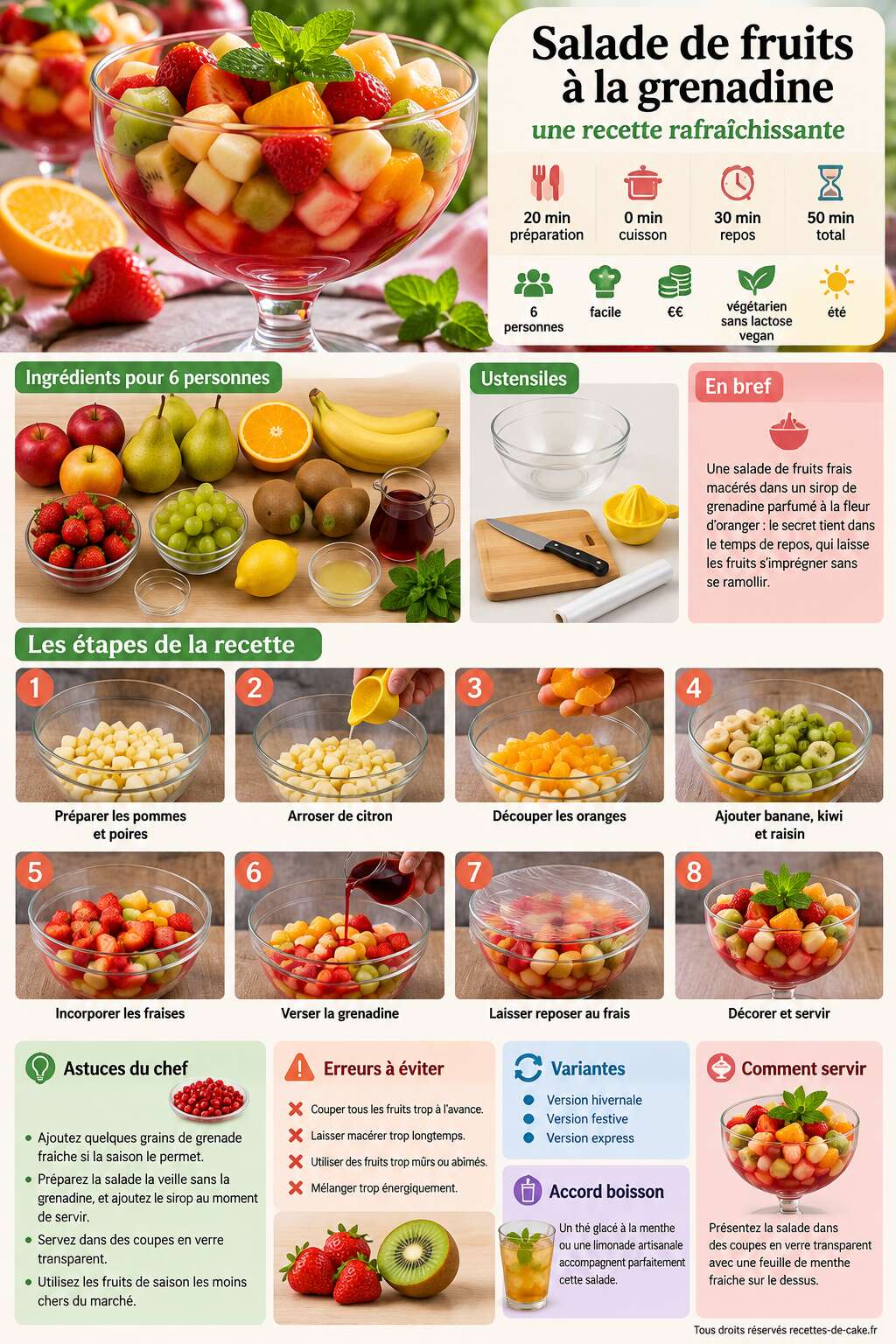 Fiche recette Salade de fruits à la grenadine : une recette rafraîchissante Fiche recette Salade de fruits à la grenadine : une recette rafraîchissante