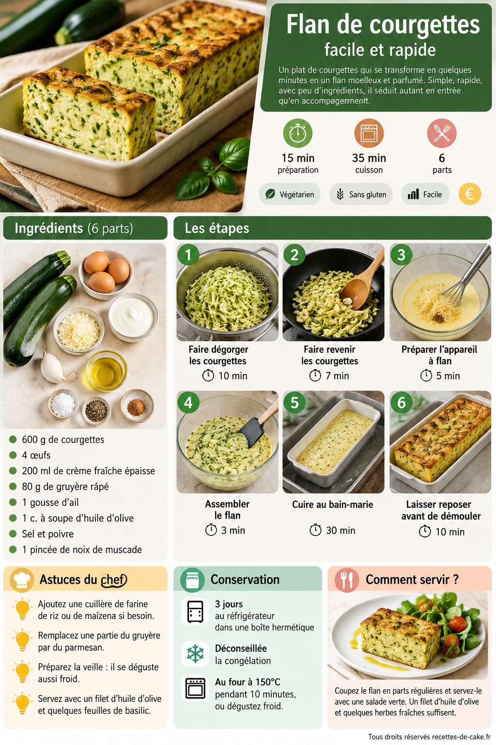 Fiche recette Flan de courgettes facile et rapide Fiche recette Flan de courgettes facile et rapide