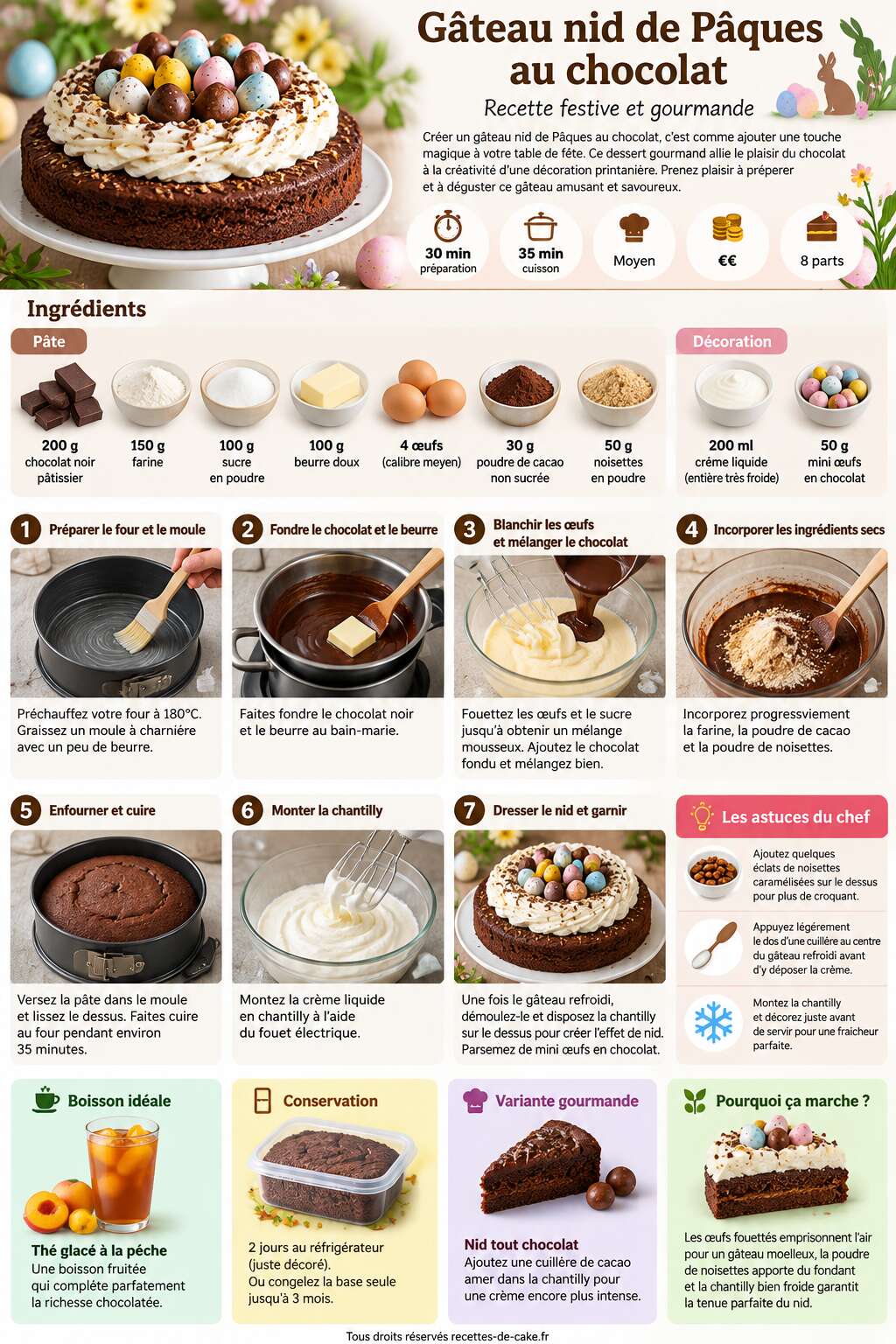 Fiche recette Gâteau nid de Pâques au chocolat : recette festive et gourmande Fiche recette Gâteau nid de Pâques au chocolat : recette festive et gourmande