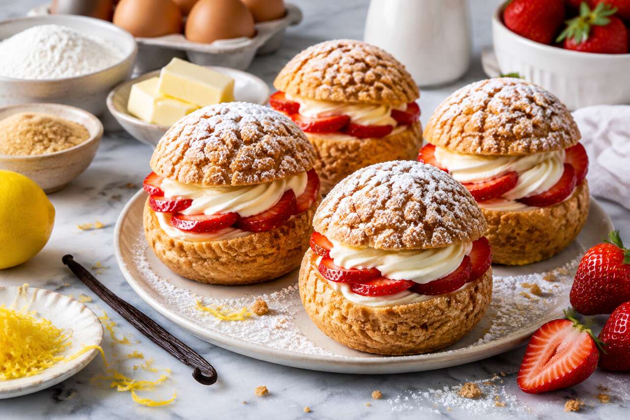 Choux craquelins à la chantilly et fraises : une recette gourmande