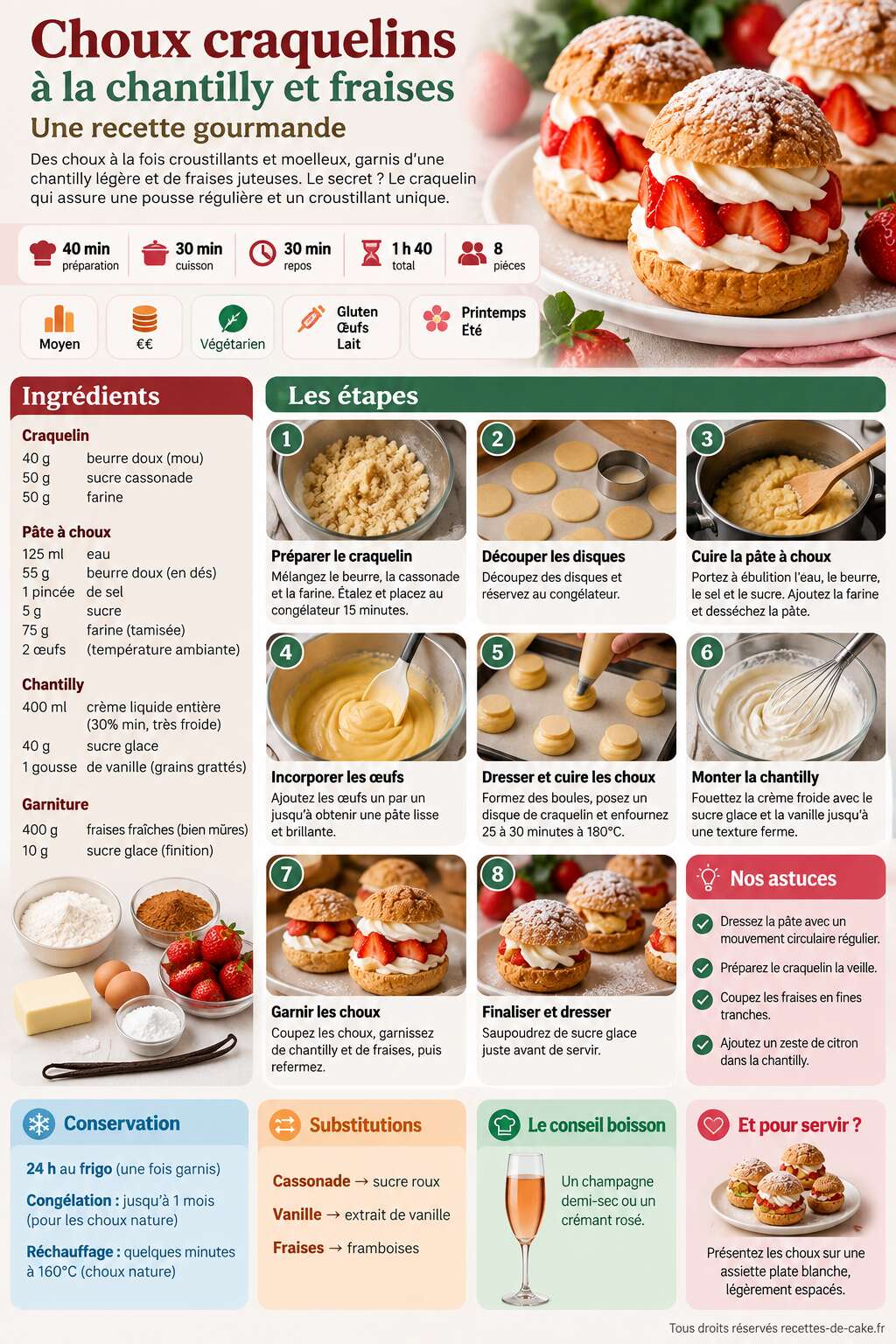 Fiche recette Choux craquelins à la chantilly et fraises : une recette gourmande Fiche recette Choux craquelins à la chantilly et fraises : une recette gourmande