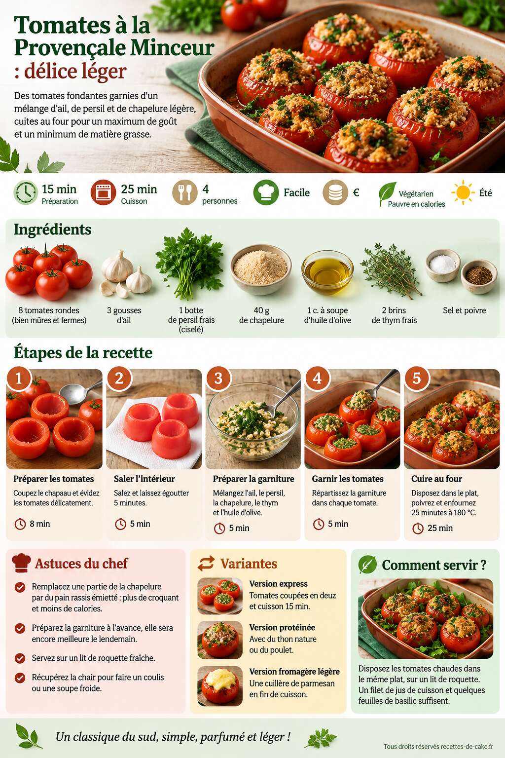 Fiche recette Tomates à la Provençale Minceur : délice léger Fiche recette Tomates à la Provençale Minceur : délice léger