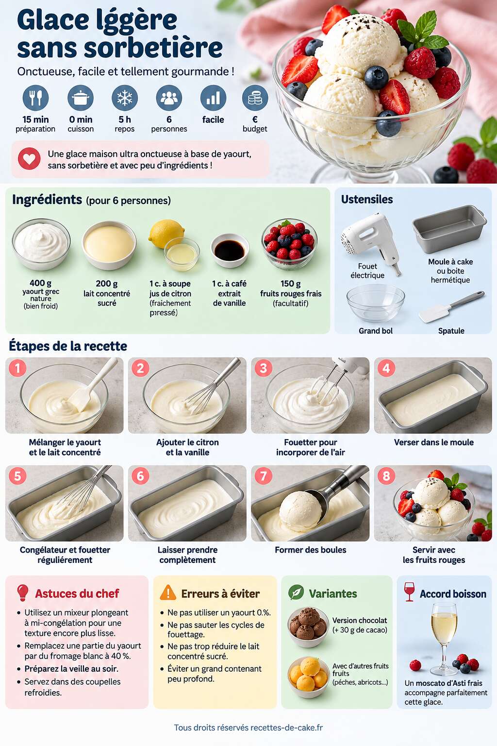 Fiche recette Recette de glace l&eacute;g&egrave;re sans sorbeti&egrave;re
