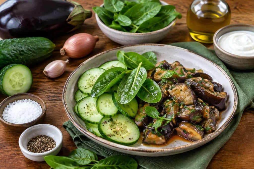 Oseille, aubergines et concombres : recette savoureuse