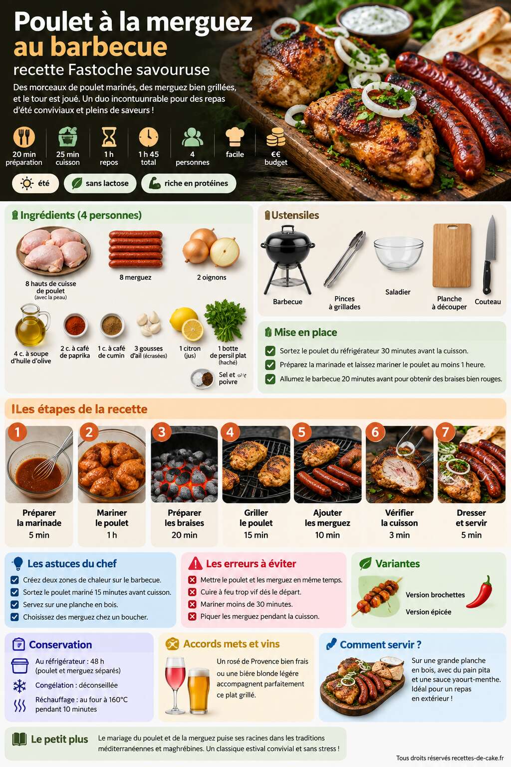 Fiche recette Poulet à la merguez au barbecue : recette Fastoche savoureuse Fiche recette Poulet à la merguez au barbecue : recette Fastoche savoureuse