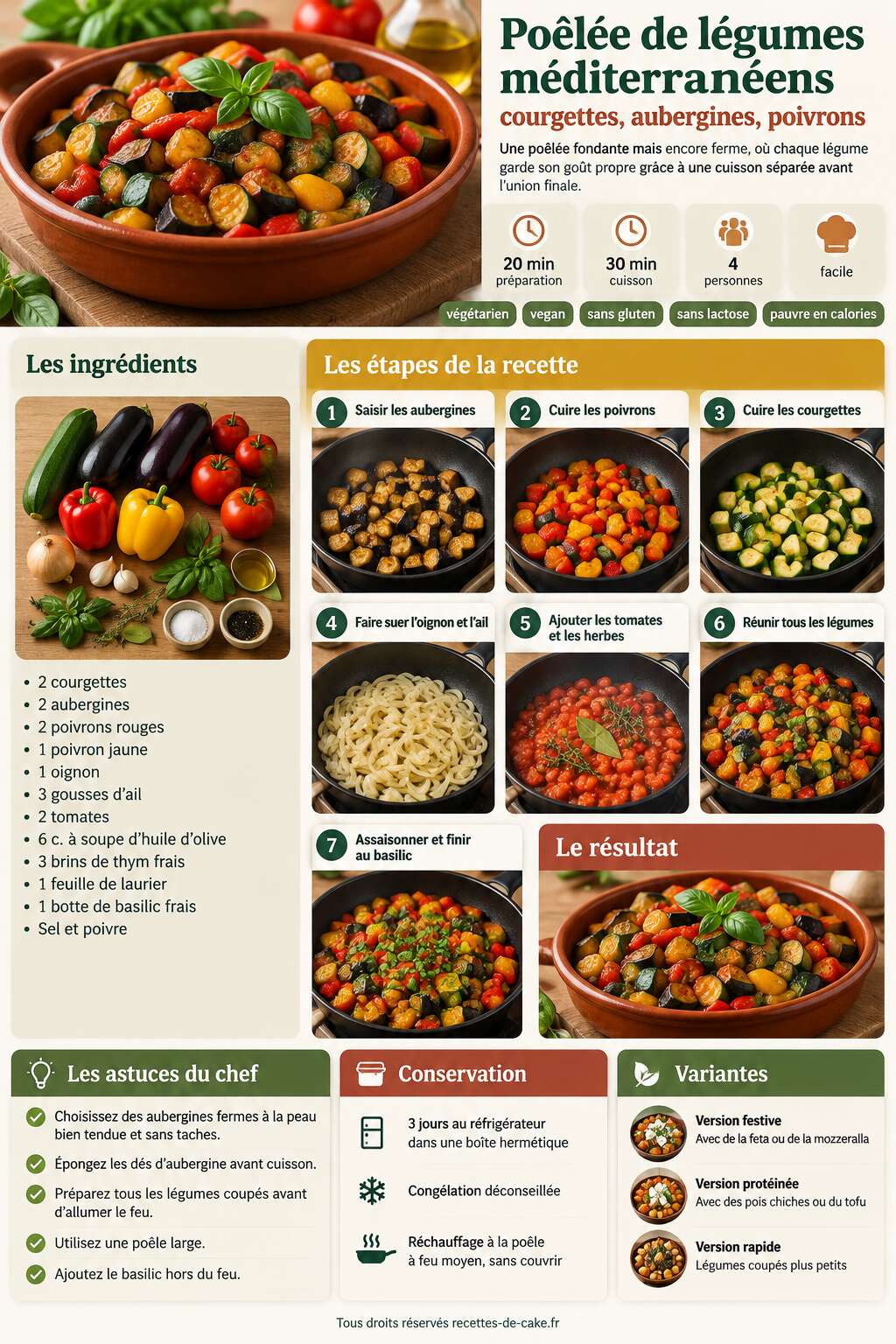 Fiche recette Poêlée de légumes méditerranéens : courgettes, aubergines, poivrons Fiche recette Poêlée de légumes méditerranéens : courgettes, aubergines, poivrons