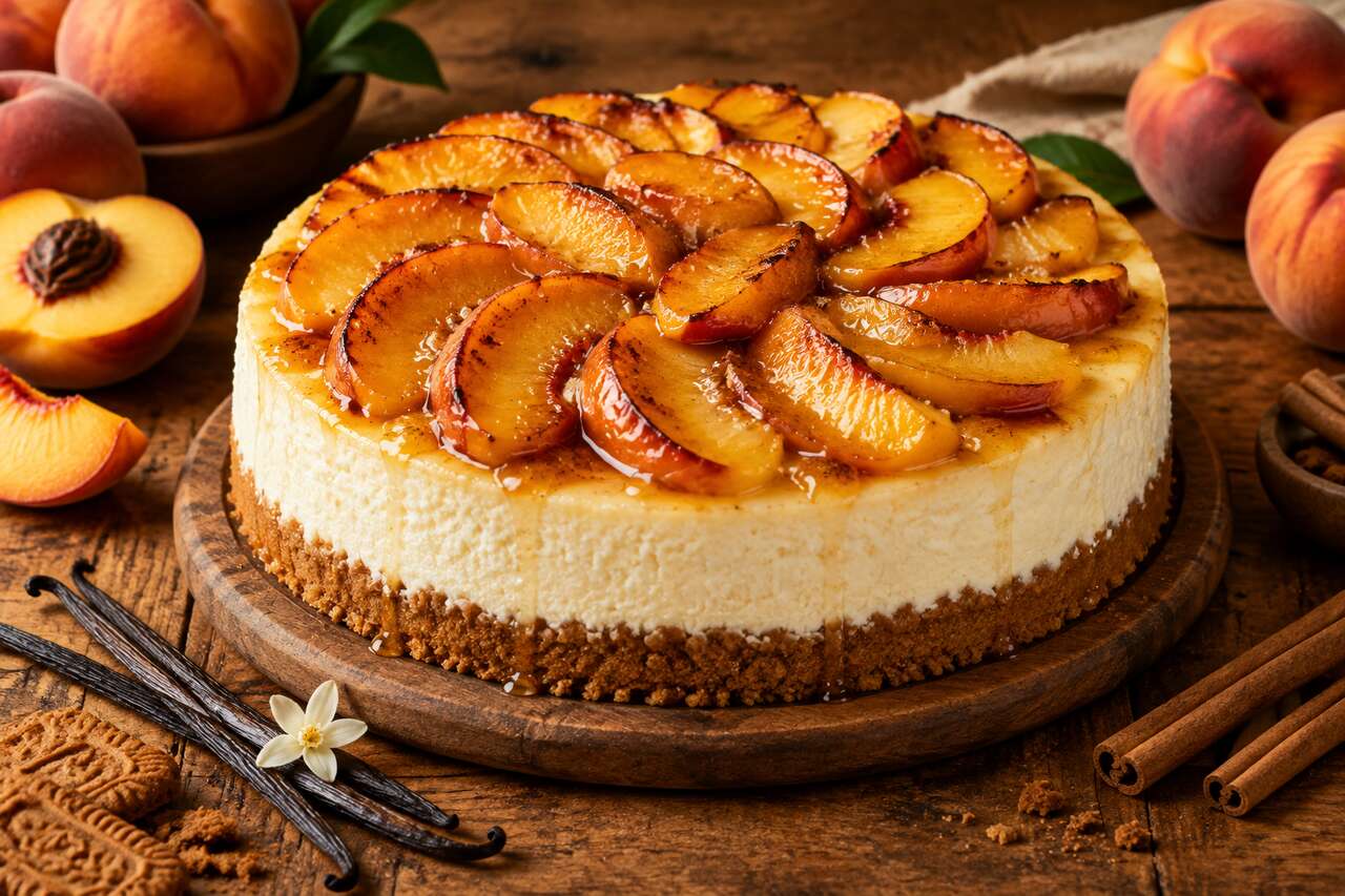 Cheesecake aux pêches : recette gourmande et facile