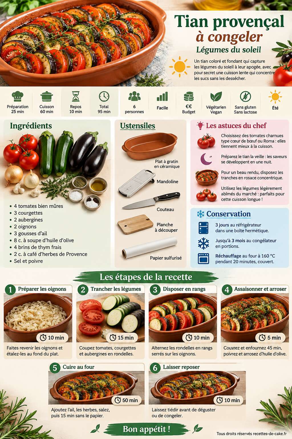 Fiche recette Tian provençal à congeler : légumes du soleil Fiche recette Tian provençal à congeler : légumes du soleil