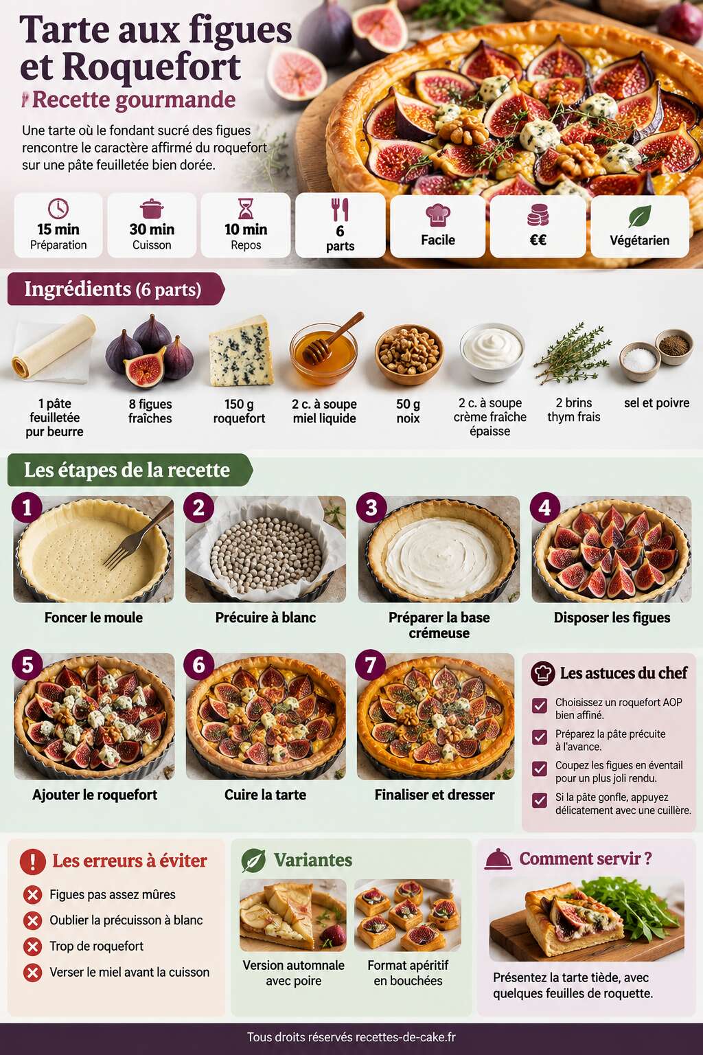 Fiche recette Tarte aux figues et Roquefort : recette gourmande