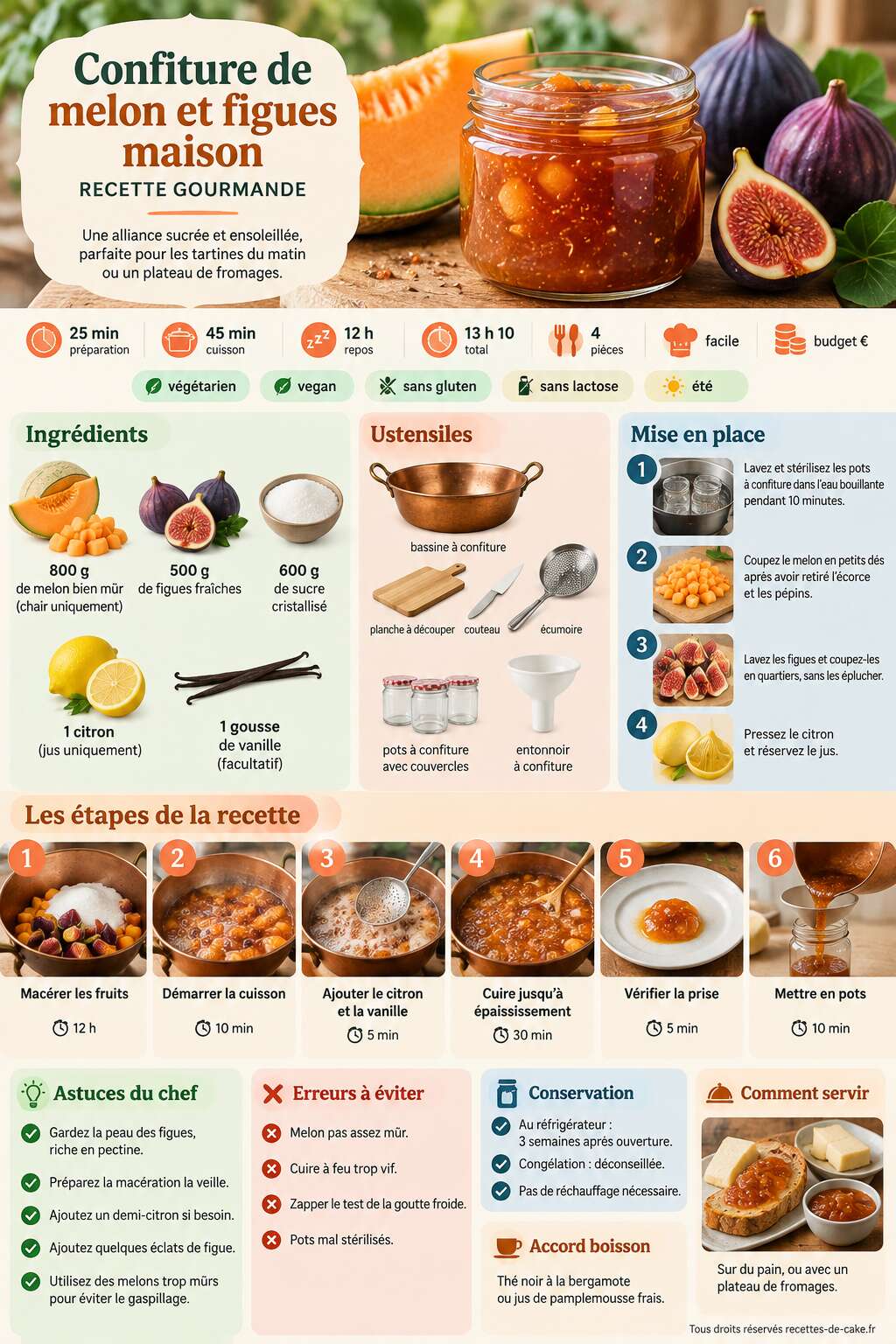 Fiche recette Confiture de melon et figues maison : recette gourmande