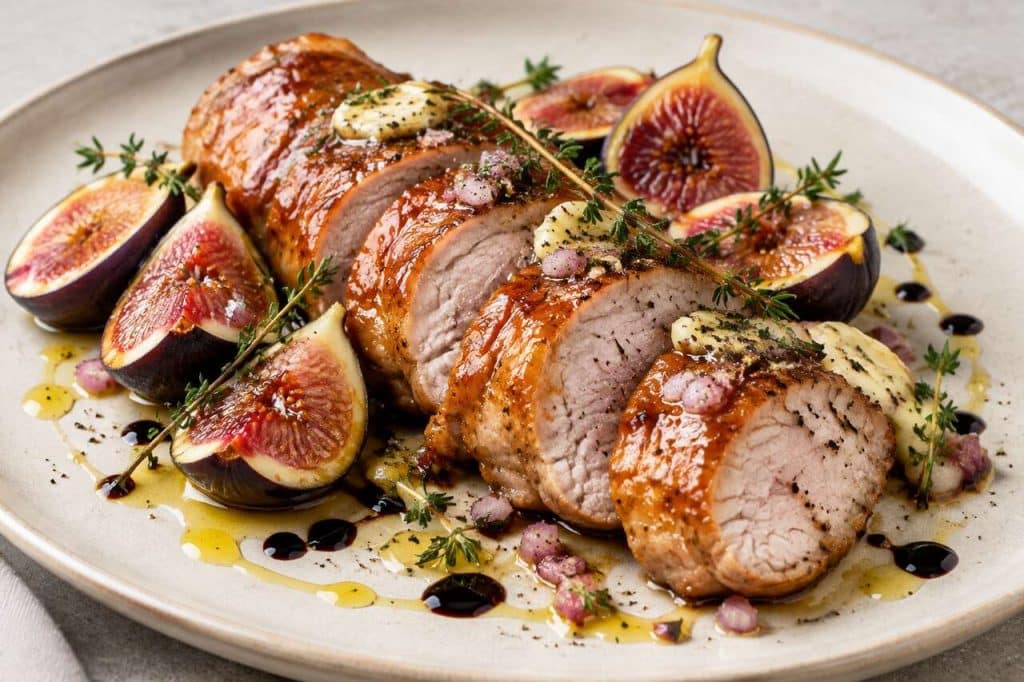 Filet mignon de porc au miel et figues violettes : recette savoureuse